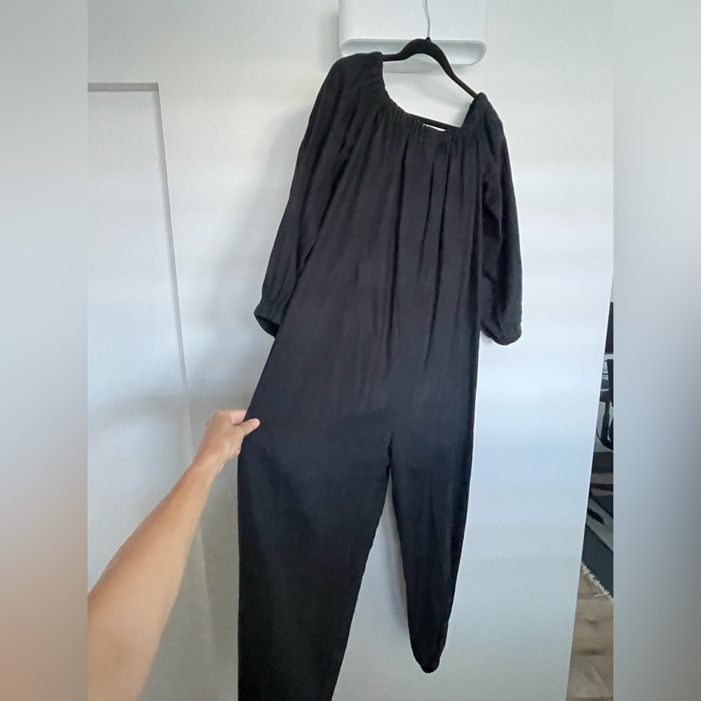 Myrah Penaloza black linen jumpsuit - Picture 3 of 5